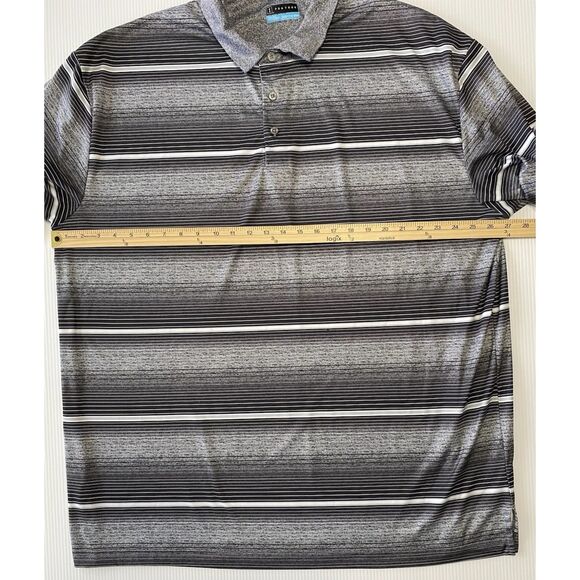 PGA Tour Men's Polo Shirt 3XLT Black/Gray Striped Short Sleeve Collared Golf - Picture 4 of 5